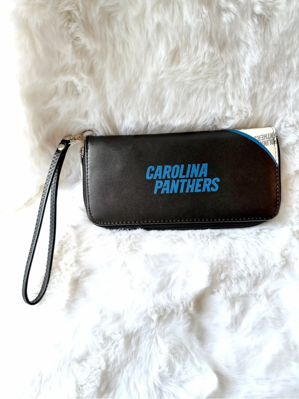 Women's Carolina Panthers Black/Teal Wristlet Wallet